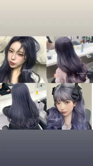 セミロング カラー 抜け感レイヤー︴ ニュアンスカラーのヘアスタイル
