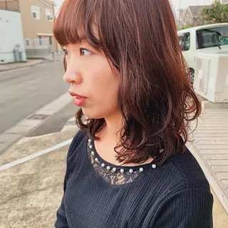 ミディアム カラー パーマ 中川 竜誠のヘアスタイル