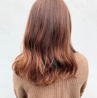 セミロング カラー パーマ 中川 竜誠のヘアスタイル