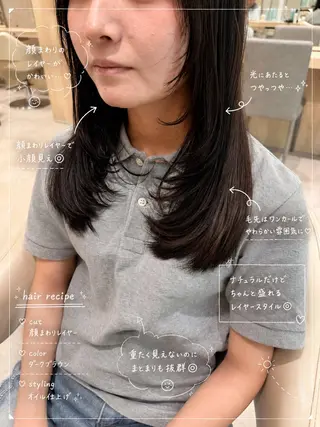 セミロング 白髪ぼかしデザイン ハイライト/宮本純登のヘアスタイル