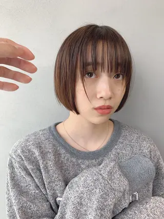 ショート カラー ボブパーマコテ巻き風 パーマNo1深江秀平のヘアスタイル