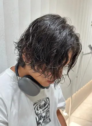 パーマ メンズ 曲がる縮毛矯正/メン ズカット髪質改善のヘアスタイル