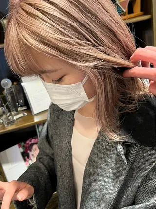 ミディアム カラー 渋谷/フェザー/ 毛流れ/竹内凌のヘアスタイル