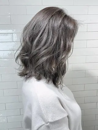 セミロング カラー パーマ ヘアアレンジ バレイヤージュ 藤沢 髪質改善 竹内ケンゴのヘアスタイル