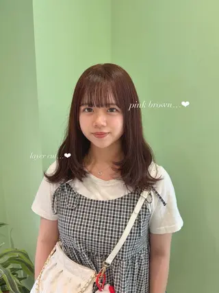 ミディアム カラー エクステ🎀 暖色カラー🎀amiのヘアスタイル