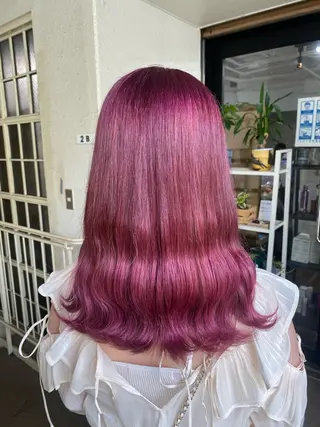 ロング カラー ヘアアレンジ 🌟🍒ハイトーン 韓国ヘア/ユウミのヘアスタイル