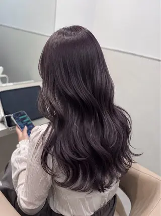 セミロング カラー ラベンダー💜オリー ブ‪💚暗髪🖤のヘアスタイル