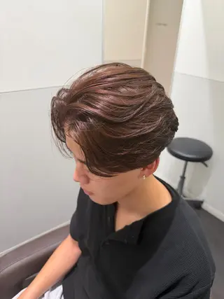 ミディアム カラー パーマ メンズ 💈ニュアンスパーマ センターパート💈のヘアスタイル