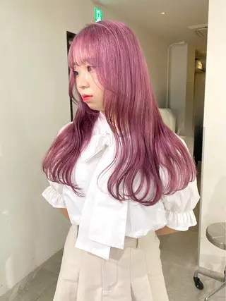 カラー mizuki/ピンク ベージュ.レイヤーのヘアスタイル