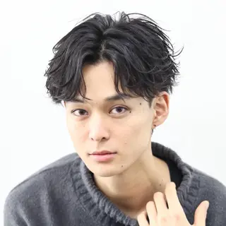 ショート カラー パーマ メンズ 🔥メンズ極🔥韓国 シャドウ/波巻き柿崎のヘアスタイル
