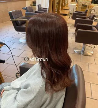 ミディアム カラー 顔周りレイヤー☆ スパ☆石上遥楓のヘアスタイル
