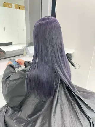ロング カラー ラベンダー💜 グレージュ🩶のヘアスタイル