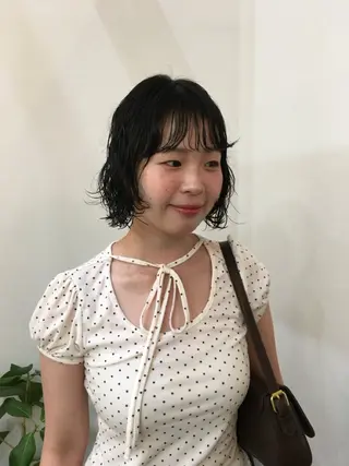 ミディアム パーマ ラフパーマ🤎ベージ ュカラー🤎annaのヘアスタイル