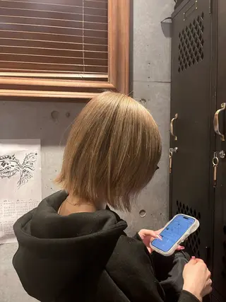 ミディアム カラー 縮毛矯正／艶カラー アオキタイキのヘアスタイル