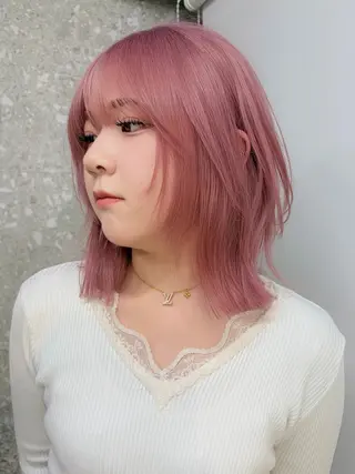 ミディアム カラー 失敗しないハイトーン ✨ミルクティー/ミワのヘアスタイル