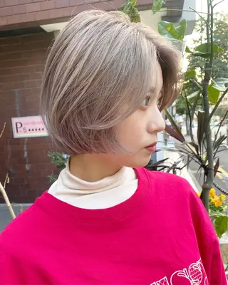 ショート カラー ヘアアレンジ 福岡似合わせレイヤー /ウルフ/ハイトーンのヘアスタイル