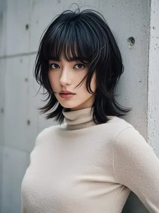 ミディアム ウルフカット 811 大阪梅田 ウルフのヘアスタイル