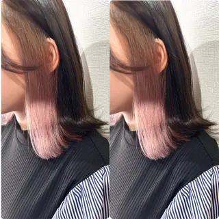 ミディアム カラー 切っぱなし💇‍♀️ イヤリング🎨龍之介のヘアスタイル