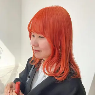 セミロング カラー 🎀ピンクベージュ/ 梅田/茶屋町🎀のヘアスタイル