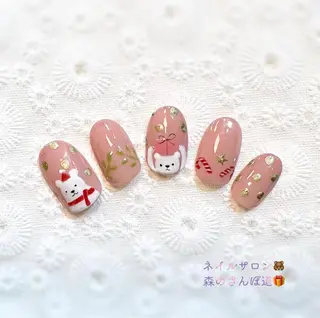 ネイル ショートネイル 森のさんぽ道のネイルデザイン