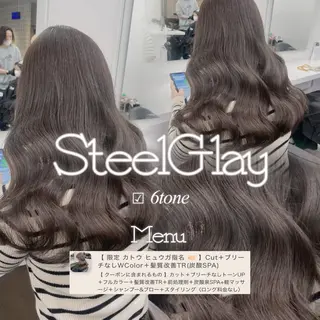 ロング カラー ブリーチ縮毛矯正飛我 透けオリーブ淡色🫧のヘアスタイル