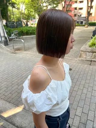 ショート 﨑山莉里香🎀 透明感カラー/縮毛✨のヘアスタイル