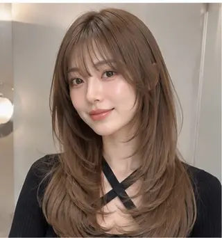 ロング 韓国風ワンホンレイヤ ー/似合わせカットのヘアスタイル