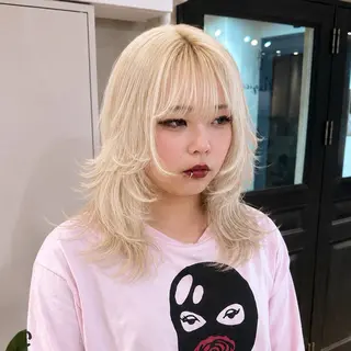 セミロング カラー 💫色落ちまで可愛い ブリーチ💫ユウゴのヘアスタイル