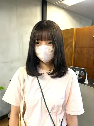 ミディアム カラー ヘアアレンジ ena/ブリーチなし 透明感・レイヤー🎀のヘアスタイル