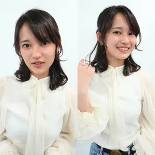 ミディアム パーマ Endearing 銀座/レイヤーカットのヘアスタイル