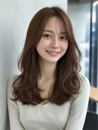 セミロング カラー 井ノ川 真奈美のヘアスタイル