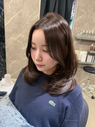 ミディアム カラー caho/ レイヤー カット 韓国ヘア♡のヘアスタイル