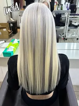 カラー ヘアアレンジ ロング MISAKIエクステ ブリーチ\5900のヘアスタイル