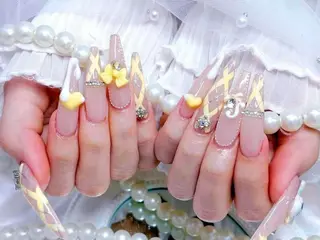 ロング カラー 波 なみのネイルデザイン