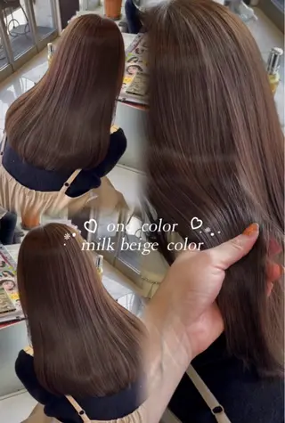 ミディアム カラー 🤎韓国ヘア ベージュ まゆか🤎のヘアスタイル