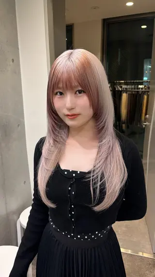 ロング カラー 爆撃りこ☆/似合わせ カラー/ハイトーンのヘアスタイル