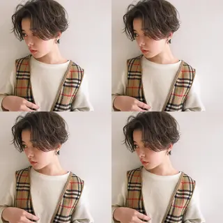 ショート カラー パーマ ヘアアレンジ 松田 亮葉のヘアスタイル