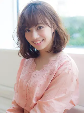 ミディアム カラー パーマ ヘアアレンジ 髪質改善/韓国風 レイヤー/田村祐樹のヘアスタイル