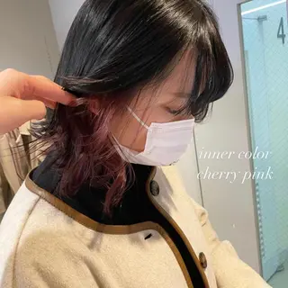 セミロング カラー 抜け感レイヤー︴ ニュアンスカラーのヘアスタイル