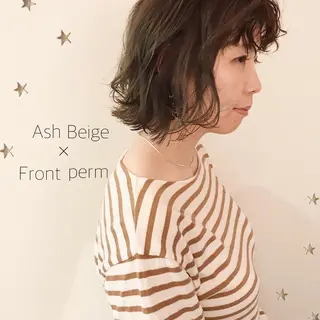 ミディアム カラー パーマ 市川 千夏のヘアスタイル