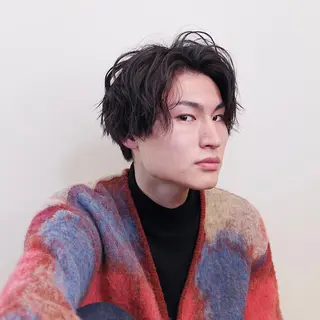 ショート パーマ メンズ 大阪ウルフカット ハッシュカットのヘアスタイル