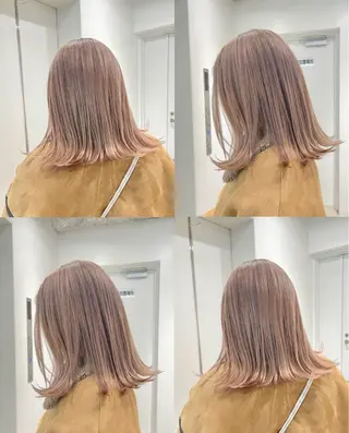 セミロング カラー 艶ハイトーン🔆 ️️️安座間 希のヘアスタイル