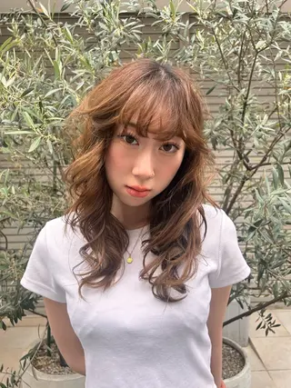 セミロング カラー パーマ/ レイヤー/yukaのヘアスタイル