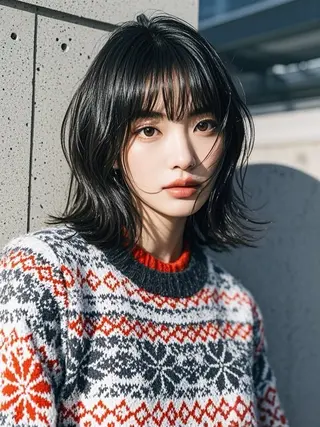 ミディアム ウルフカット 811 大阪梅田 ウルフのヘアスタイル