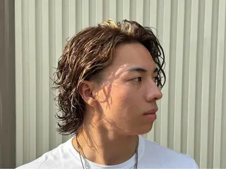 カラー パーマ メンズ フェザーパーマメンズ ピンパーマ京都駅前のヘアスタイル