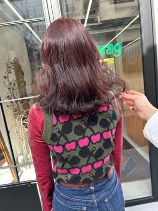 ミディアム カラー パーマ ヘアアレンジ デザインカラー/ボブ ブリーチカラー/ユリのヘアスタイル