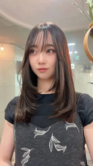 セミロング カラー ヘアアレンジ misa🫧ナチュラ ル縮毛矯正/髪質改善のヘアスタイル