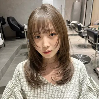 セミロング カラー shun/ブリーチ なしダブルカラーのヘアスタイル