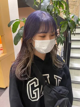 ロング カラー センターパート/カラ ーメッシュ📍ﾕﾘのヘアスタイル