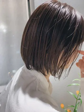 ショート カラー ボブパーマコテ巻き風 パーマNo1深江秀平のヘアスタイル